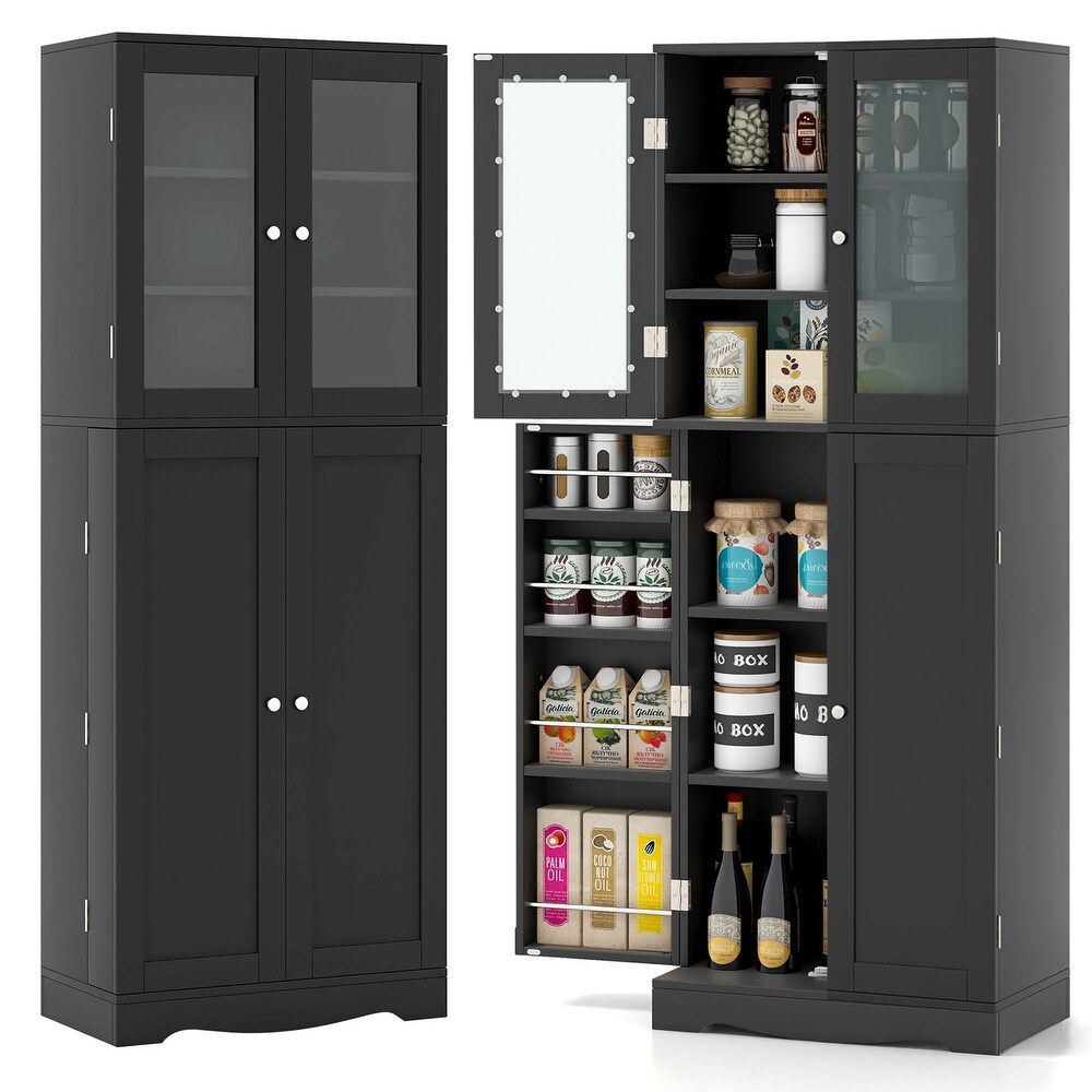 Costway Tall Storage Cabinet Kitchen Pantry Cupboard with Tempered   See Details