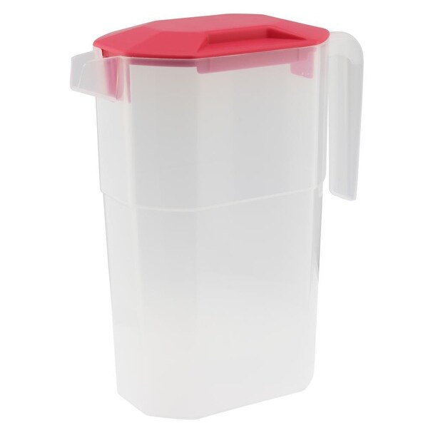 YBM Home Square Plastic Pitcher with 2 Strainers On Lid Clear 1.6 Liter， 35-1164 - 5.4x3.7x8.7