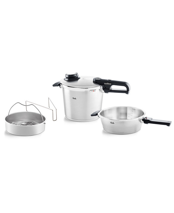 Fissler Vitavit Stainless Steel Premium Set 2.6 Quart  6.3 Quart Pressure Cooker and Pressure Skillet