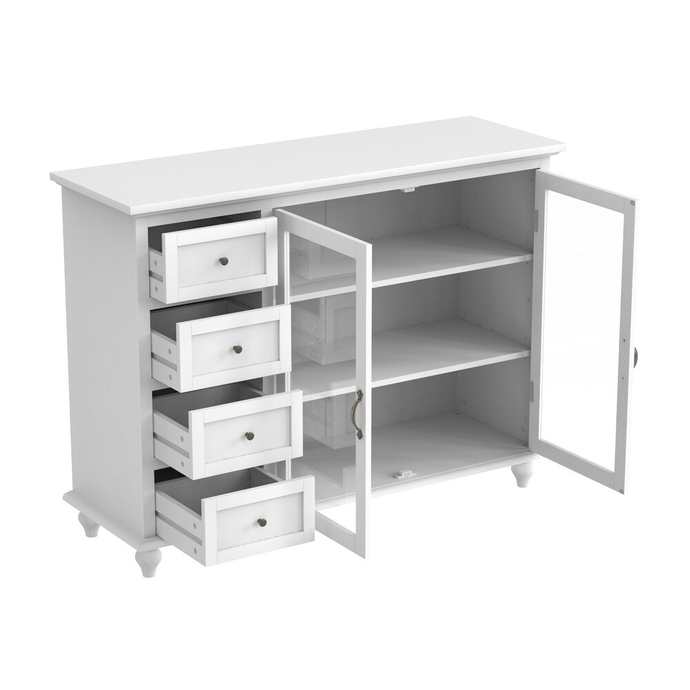 Sideboard Buffet Server Storage Cabinet Drawers Cabinets Glass Doors