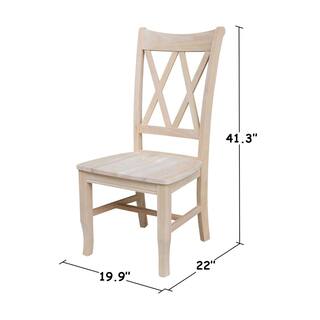 International Concepts Unfinished Wood Double X-Back Dining Chair (Set of 2) C-20P