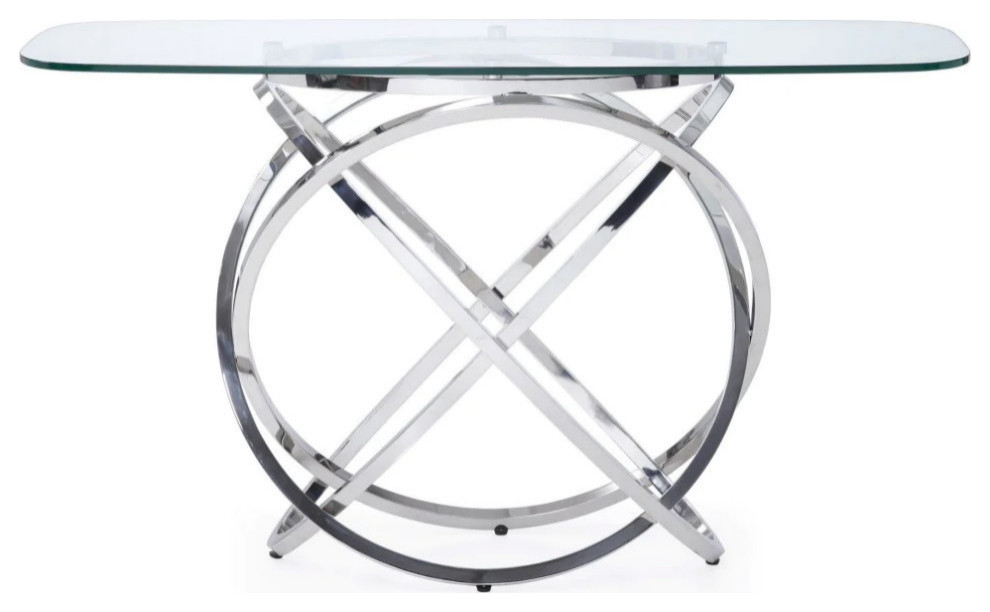 Luna Modern Glass and Stainless Steel Console Table   Contemporary   Console Tables   by Rustic Home Furniture Deco  Houzz