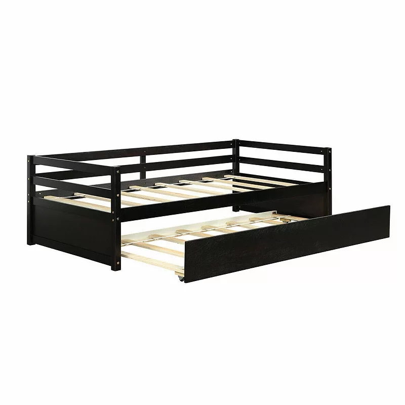 Twin Size Wooden Slat Trundle Platform