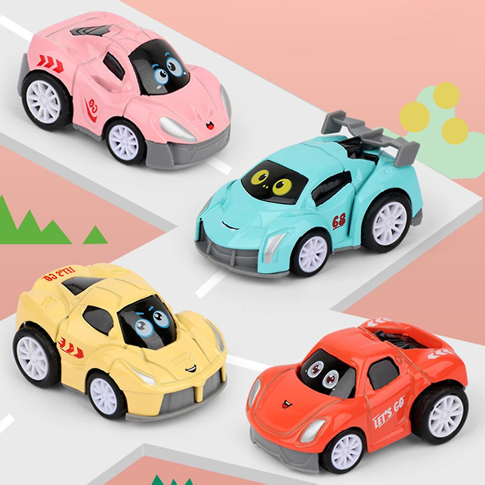 4pcs Pull Back Car Fall-resistant Children Toys Alloy Mini Cartoon Vehicle Kids Gift For Interactive Play