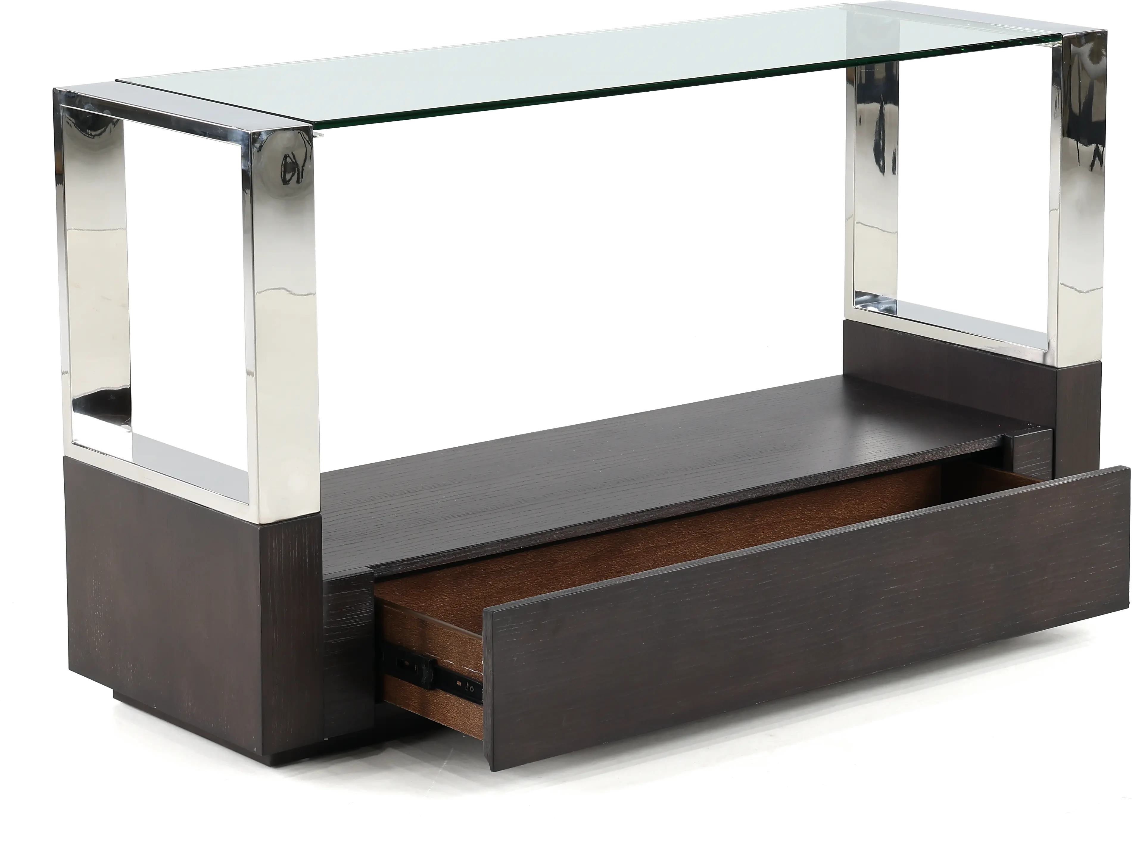 Revere Graphite and Chrome Glass Top Sofa Table