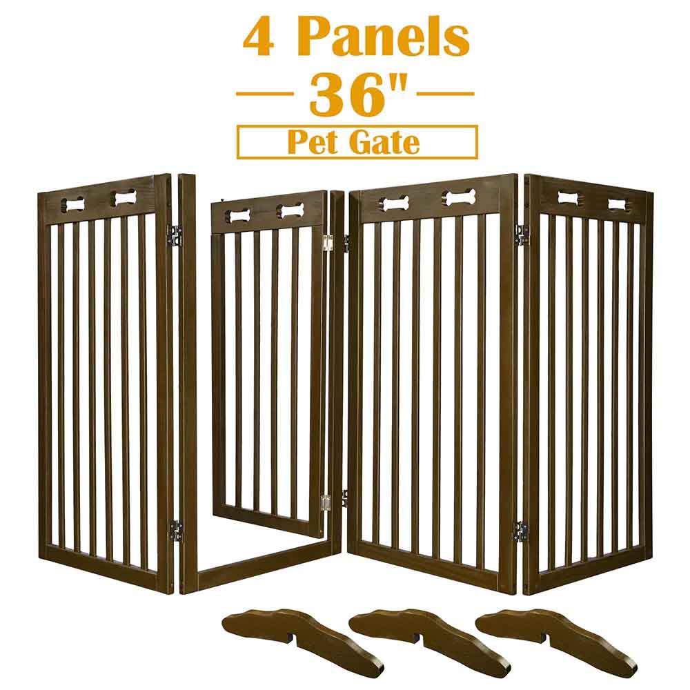 Yescom 4-Panel Folding Wood Pet Gate Grate Baby Barrier 80x36in