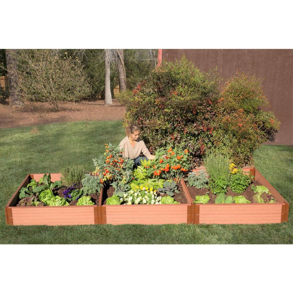 Frame It All Two Inch Series 4 ft. x 12 ft. x 11 in. Classic Sienna Composite Raised Garden Bed Kit 300001075