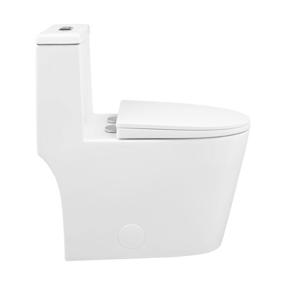 Swiss Madison Dreux 1-piece 0.951.26 GPF Dual Flush Elongated Toilet in Glossy White Seat Included SM-1T181