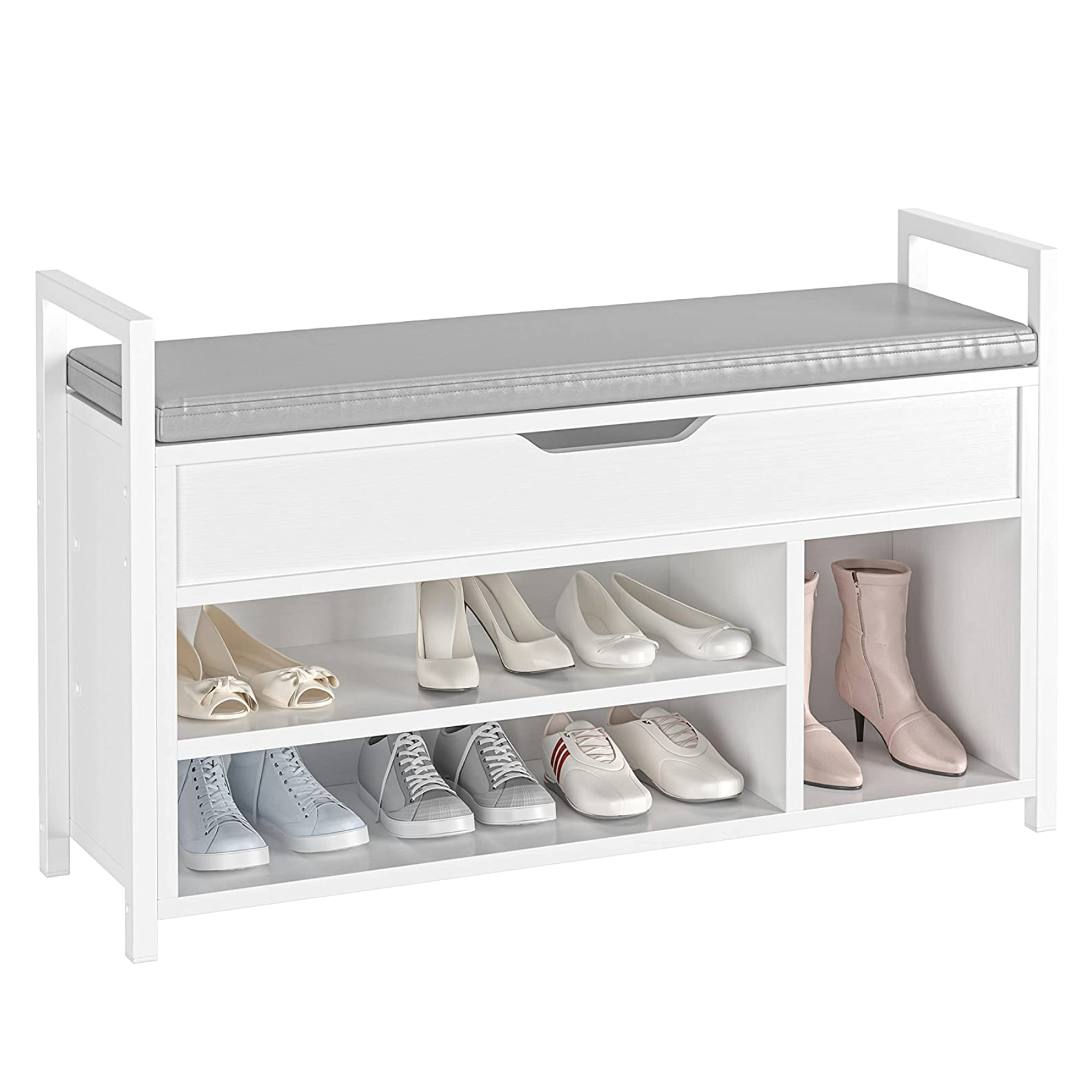 Shoe Storage Bench, Entryway Bench with Storage Box 2-Tier Shoe Rack for Entryway, Bedroom, Hallway