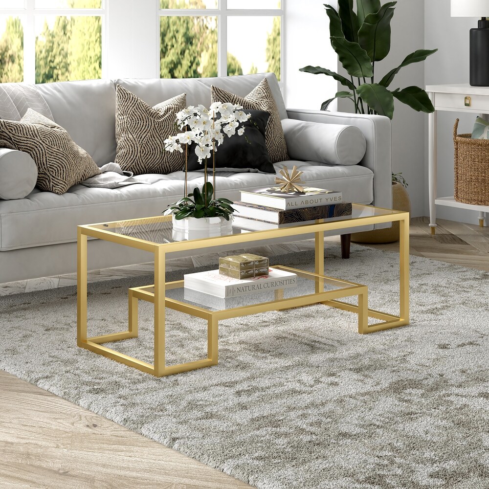 Artemis Contemporary Metal and Glass Coffee Table