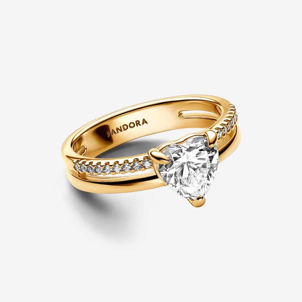 PANDORA  Double Band Heart Ring - Gold