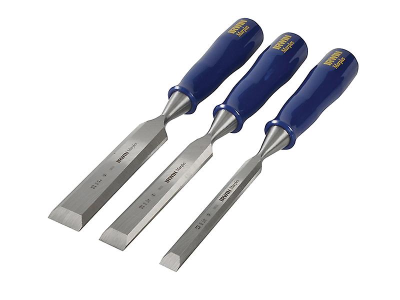 IRWIN Marples M444 Bevel Edge Chisel Blue Chip Handle Set of 3 MAR444S3