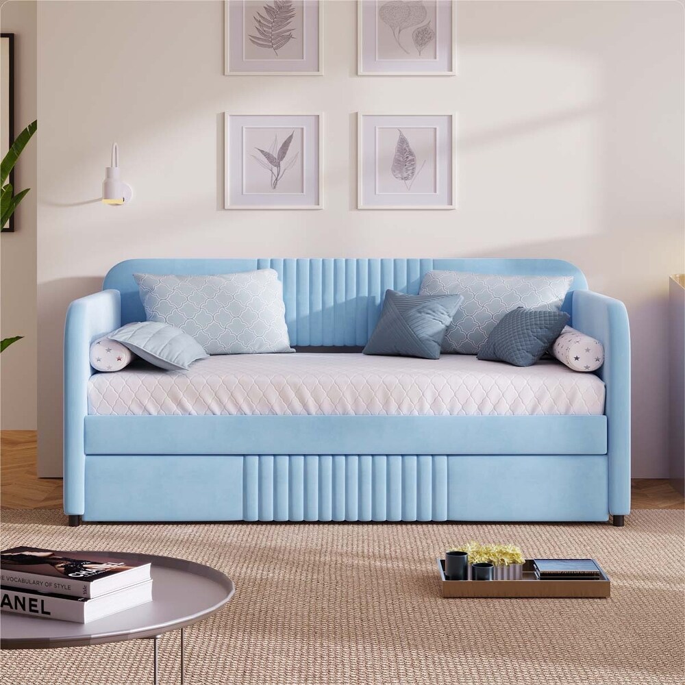 Upholstered Daybed Sofa Bed With Trundle