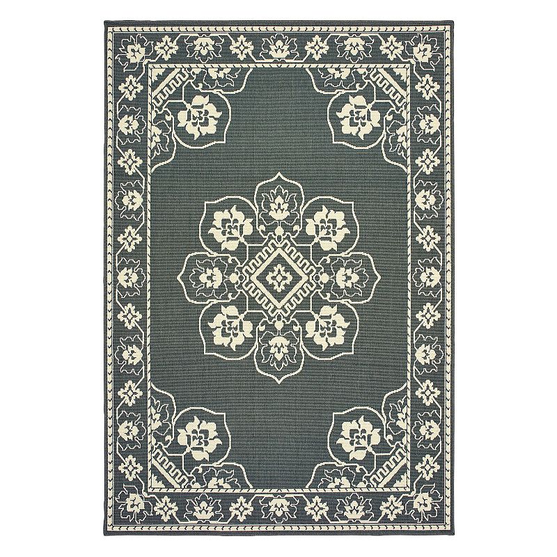 StyleHaven Mainland Traditional Framed Medallion Indoor Outdoor Rug