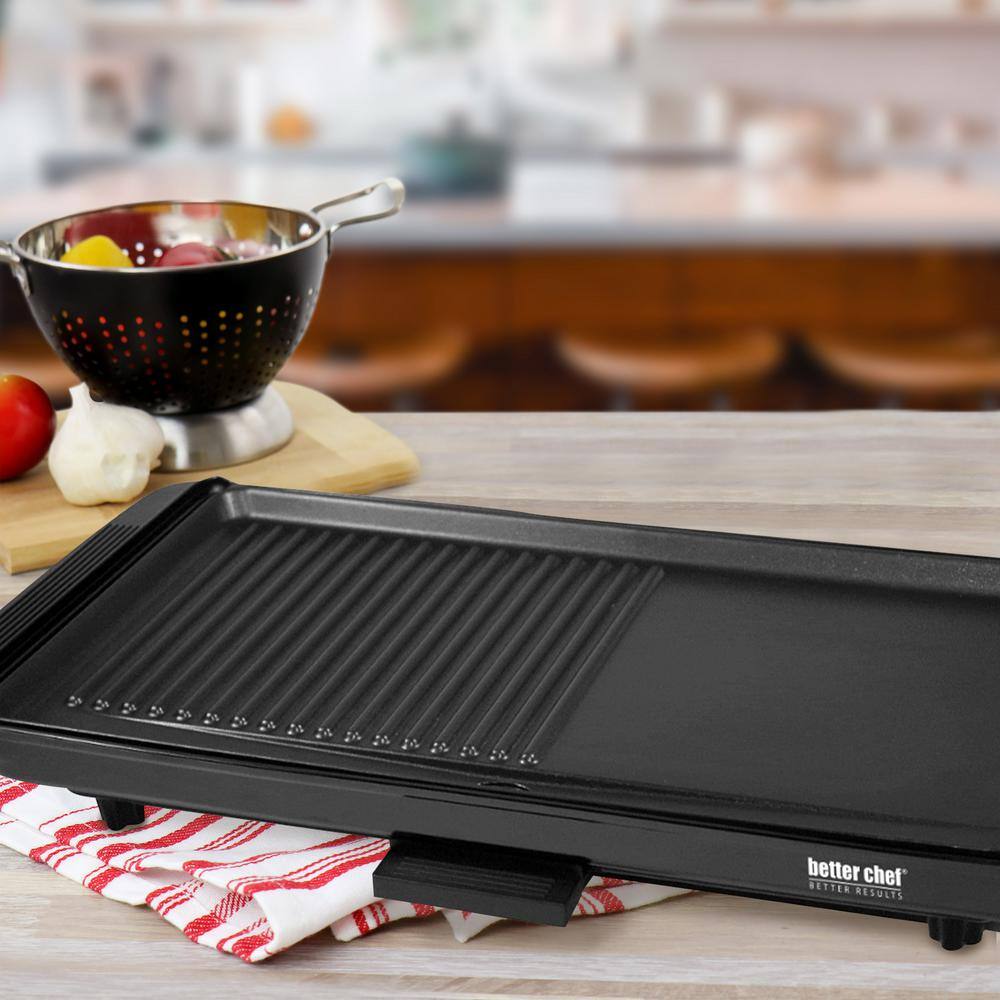 Better Chef 160 sq. in. Black 2-in-1 Family Size Electric Counter Top GrillGriddle 985115086M