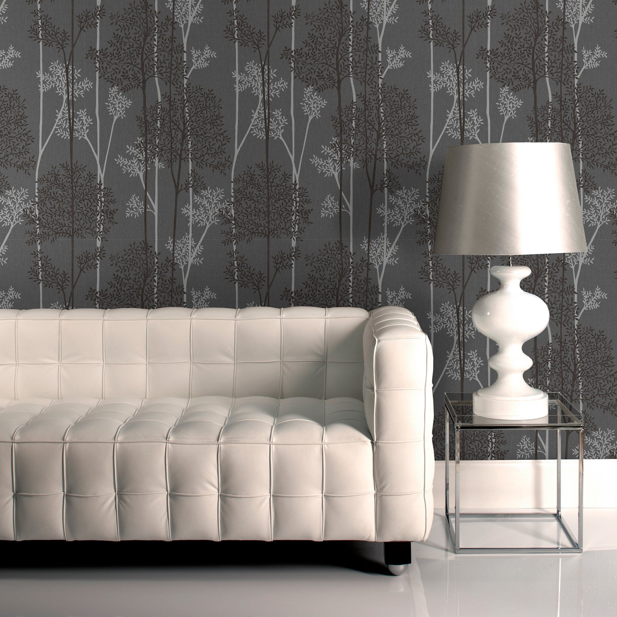 Eternal Wallpaper in Chocolate and Silver