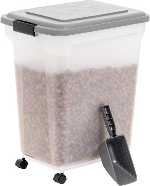 IRIS Airtight Cat， Dog and Bird Food Storage Container with Attachable Casters