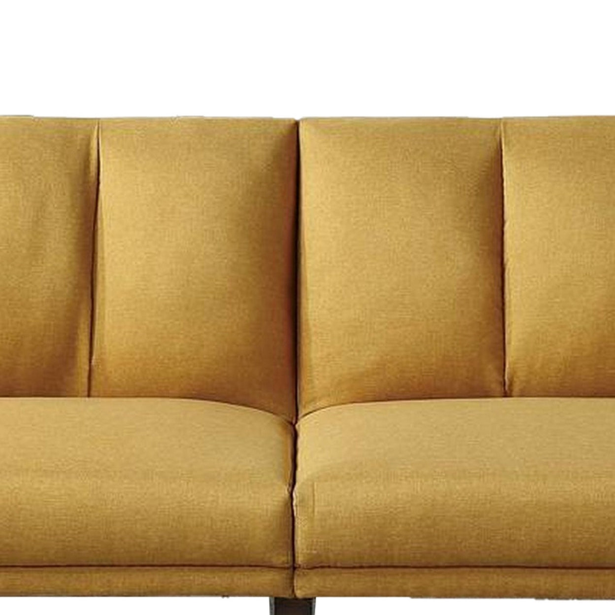 Adjustable Upholstered Sofa with Track Armrests and Angled Legs, Yellow- Saltoro Sherpi