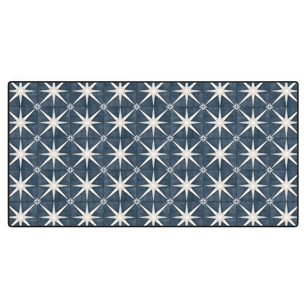 Little Arrow Design Co Arlo Star Tile Stone Blue Desk Mat Deny Designs