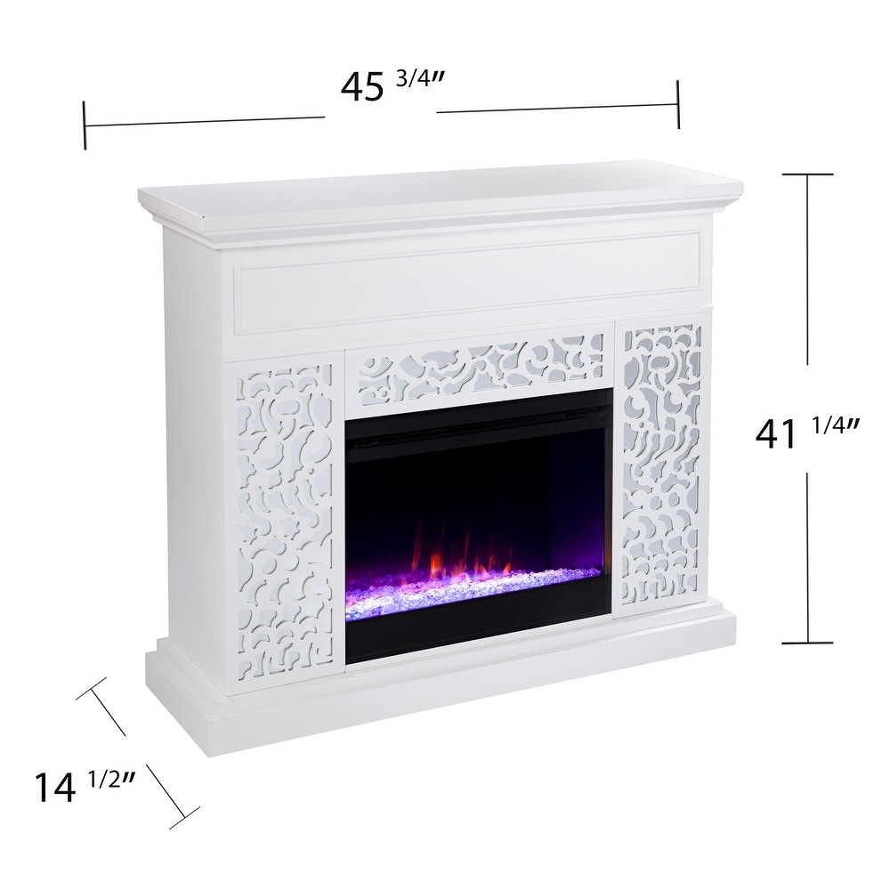 SEI Furniture Westmont Contemporary White Wood Color Changing Fireplace