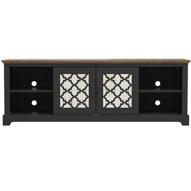 Galano Heron 68 2 In 2 Door Tv Stand Fits Tv x27 s Up To 75 In In Ivory With Knotty Oak Black With Knotty Oak