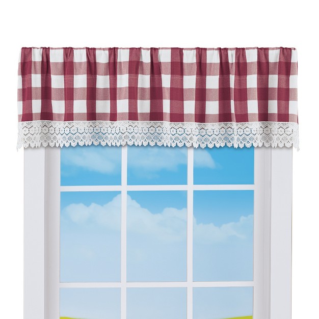 Collections Etc Buffalo Check Plaid Rod Pocket Top Window Valance