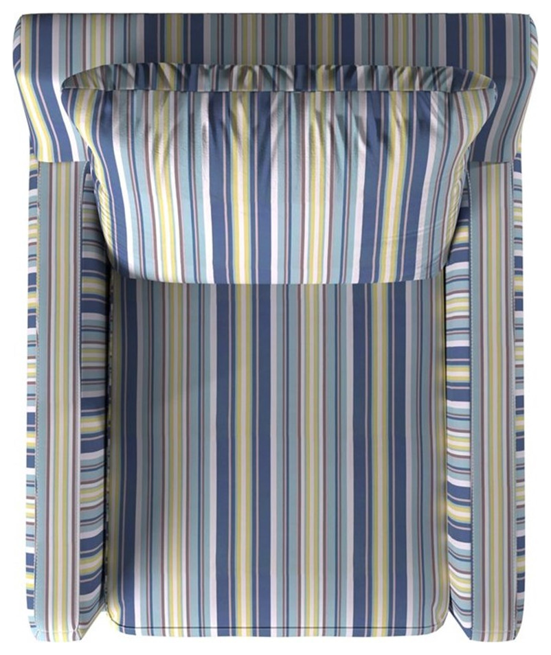 Pemberly Row Fabric Slipcovered Swivel Chair in Navy/Beach Striped   Contemporary   Armchairs And Accent Chairs   by Homesquare  Houzz