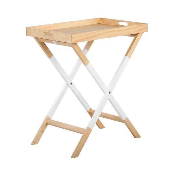 Universal Expert Remus Folding Tray Table， Modern Oak and White