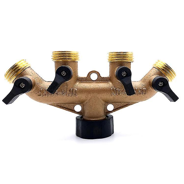 Pieces 3/4 Inch Brass 4 Pipe Hose Separator Nozzle Switch Tap Connectors Tap Separator Tap Adapter Hose Connectors For Garden Irrigation