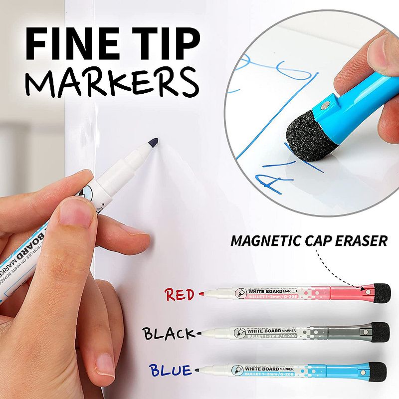 Mini Magnetic Dry Erase Board Sheet with 3 Colored Markers and Eraser