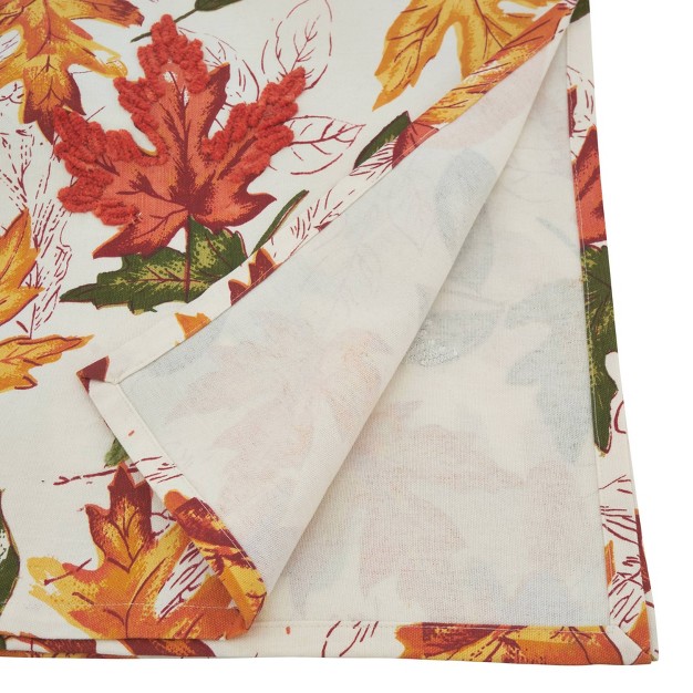 X 104 quot Embroidered Autumn Leaves Tablecloth Saro Lifestyle