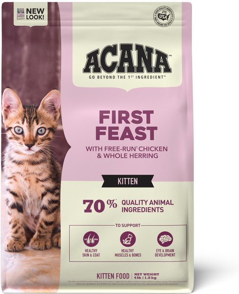 ACANA First Feast High-Protein Kitten Dry Cat Food， 4-lb bag