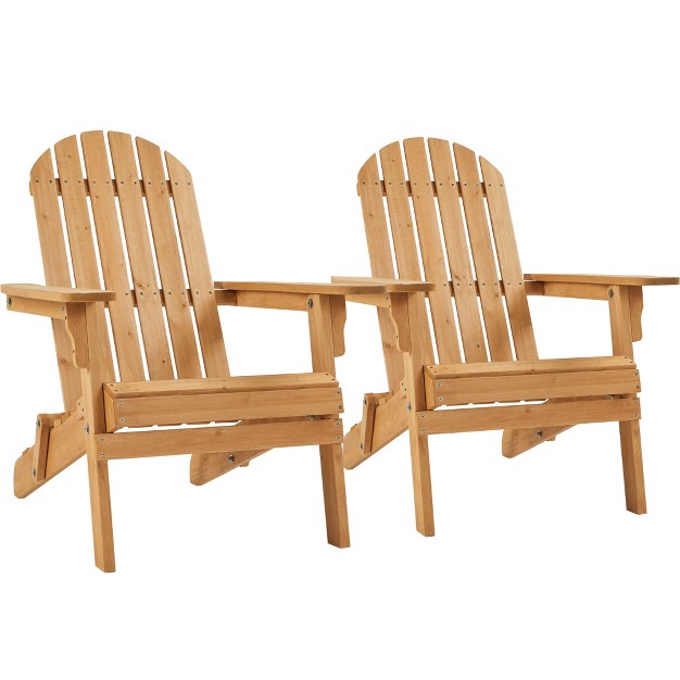 Yaheetech 2 piece Folding Adirondack Chair Solid Wood Outside Chair