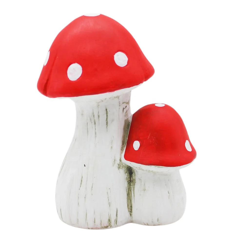 garden supplies wholesales Custom Cute red Large double mushroom statue ornament for Garden Decoration