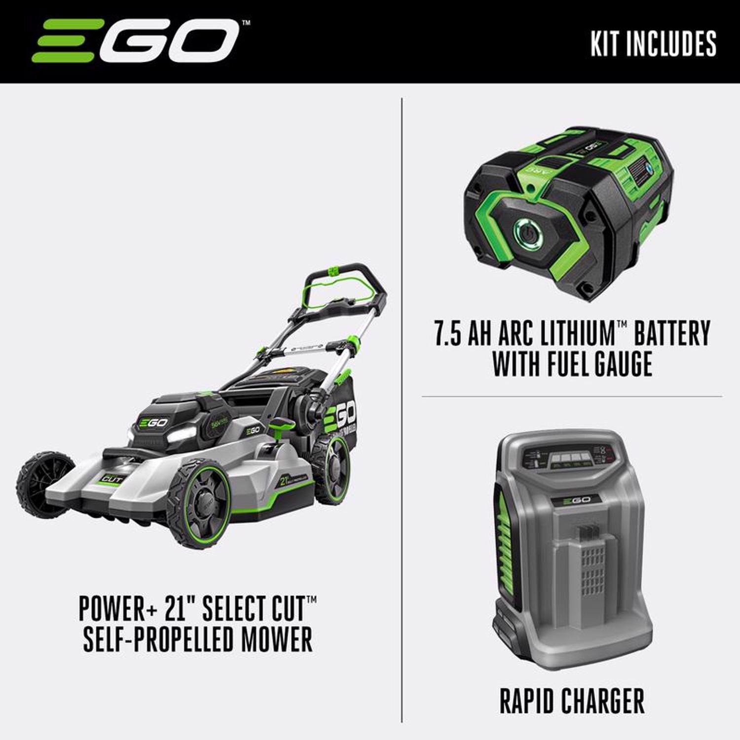 EGO Power+ LM2135SP 21 in. 56 V Battery Self-Propelled Lawn Mower Kit (Battery \u0026 Charger) W/ 7.5 AH BATTERY