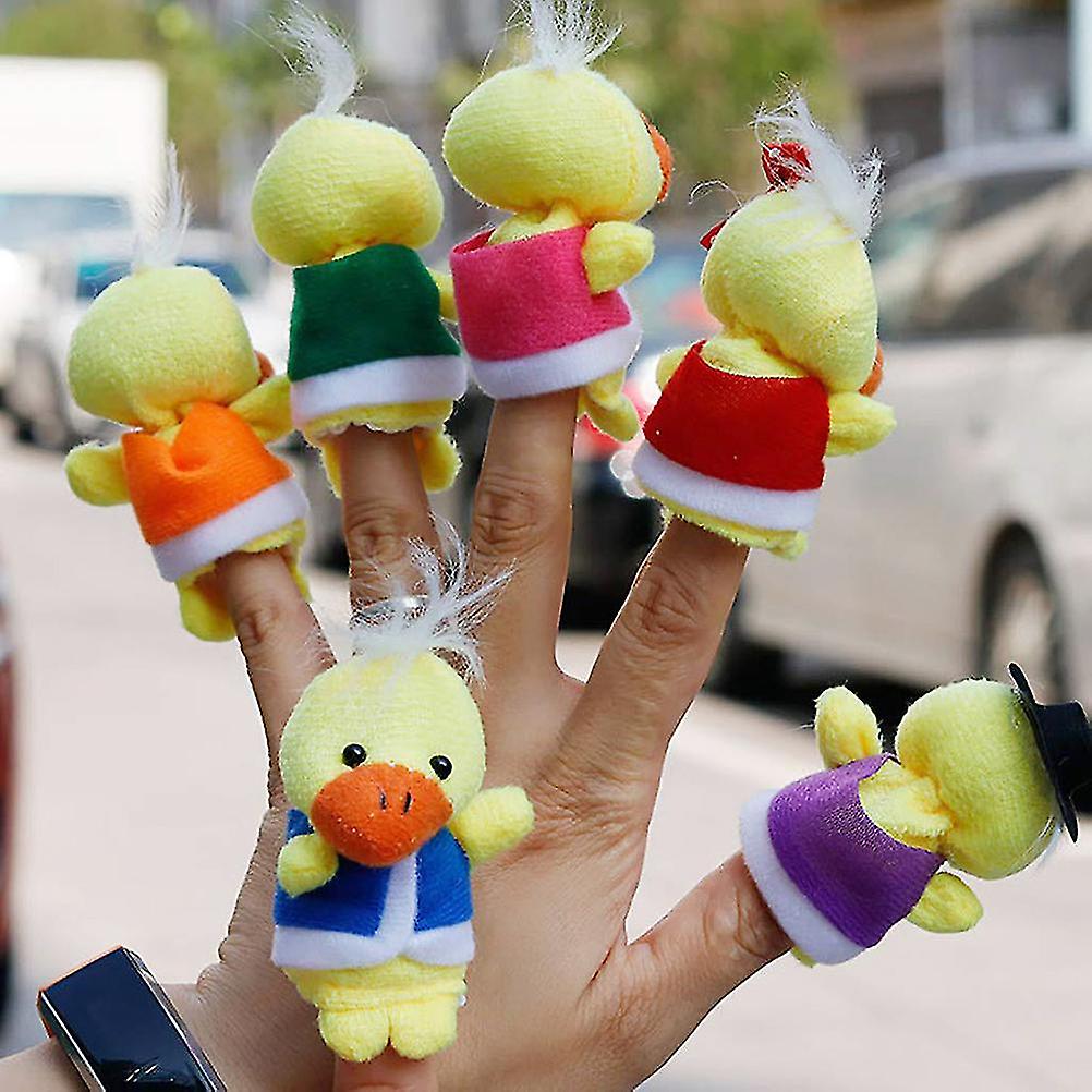 6pcs Cute Plush Ducks Finger Puppets Set Kids Cartoon Animal Hand Puppets