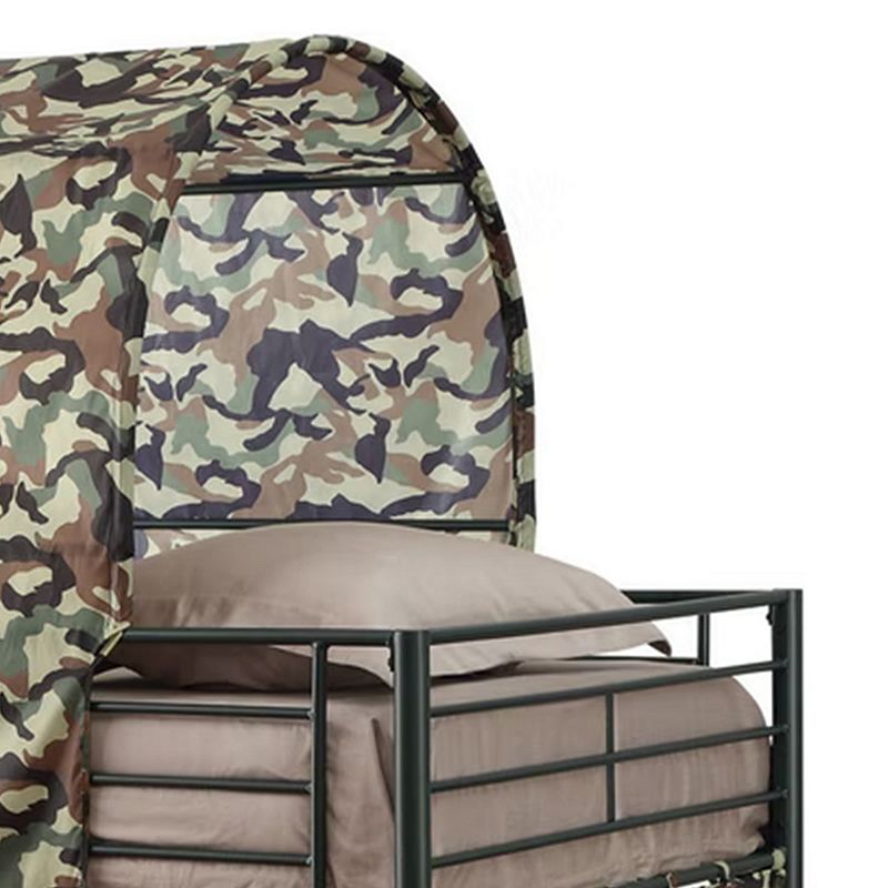 Camouflage Metal and Fabric Tent Loft Bed， Multicolor