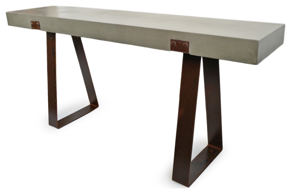 Outdoor Cement  ampIron Console   Industrial   Console Tables   by Design Mix Furniture  Houzz