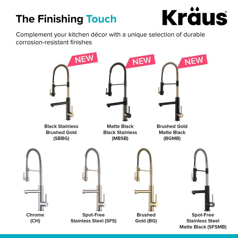 KRAUS Artec Pro Single Handle Pull Down Sprayer Kitchen Faucet with Pot Filler in Black Stainless SteelBrushed Gold KPF-1603SBBG