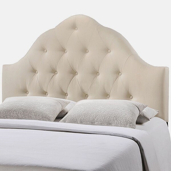 Brighton King Size Ivory Fabric Upholstered Button Tufted Headboard - - 28355273