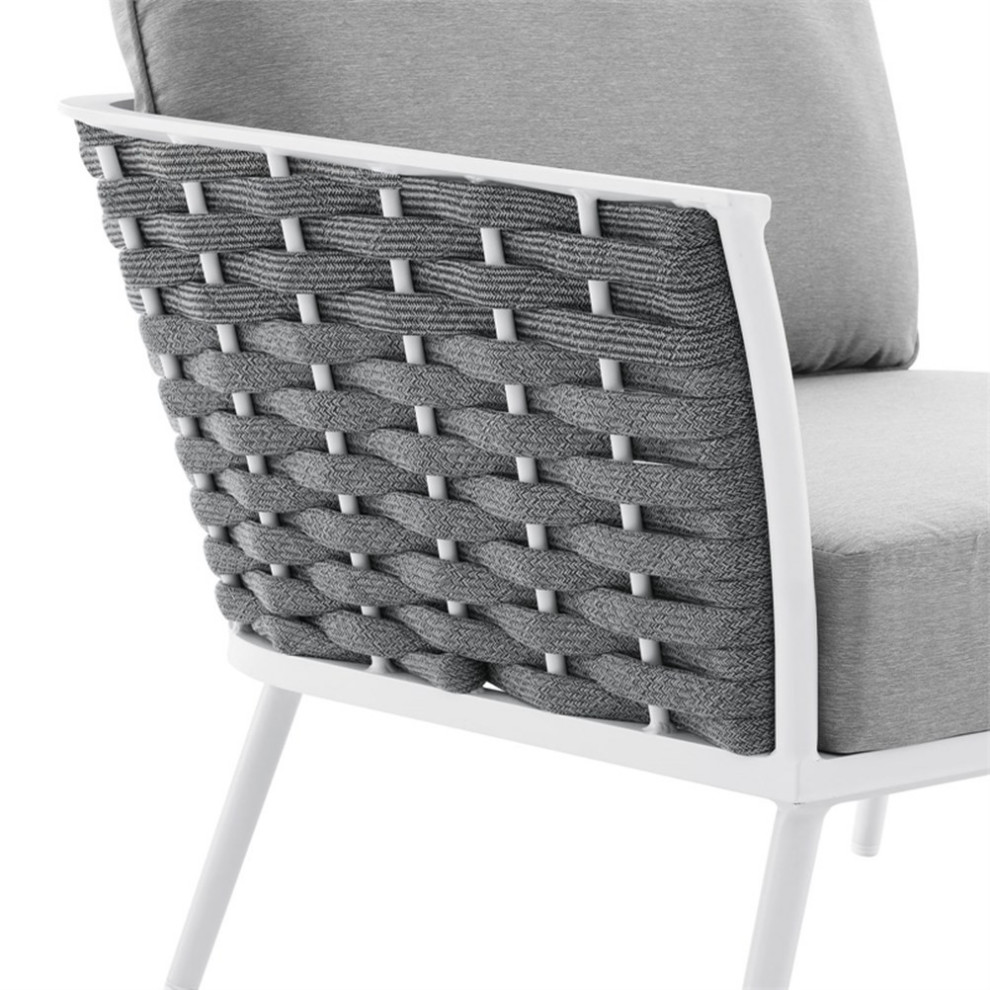 Modway Stance Modern Fabric  ampAluminum Outdoor Left Facing Armchair in Gray   Midcentury   Outdoor Lounge Chairs   by GwG Outlet  Houzz