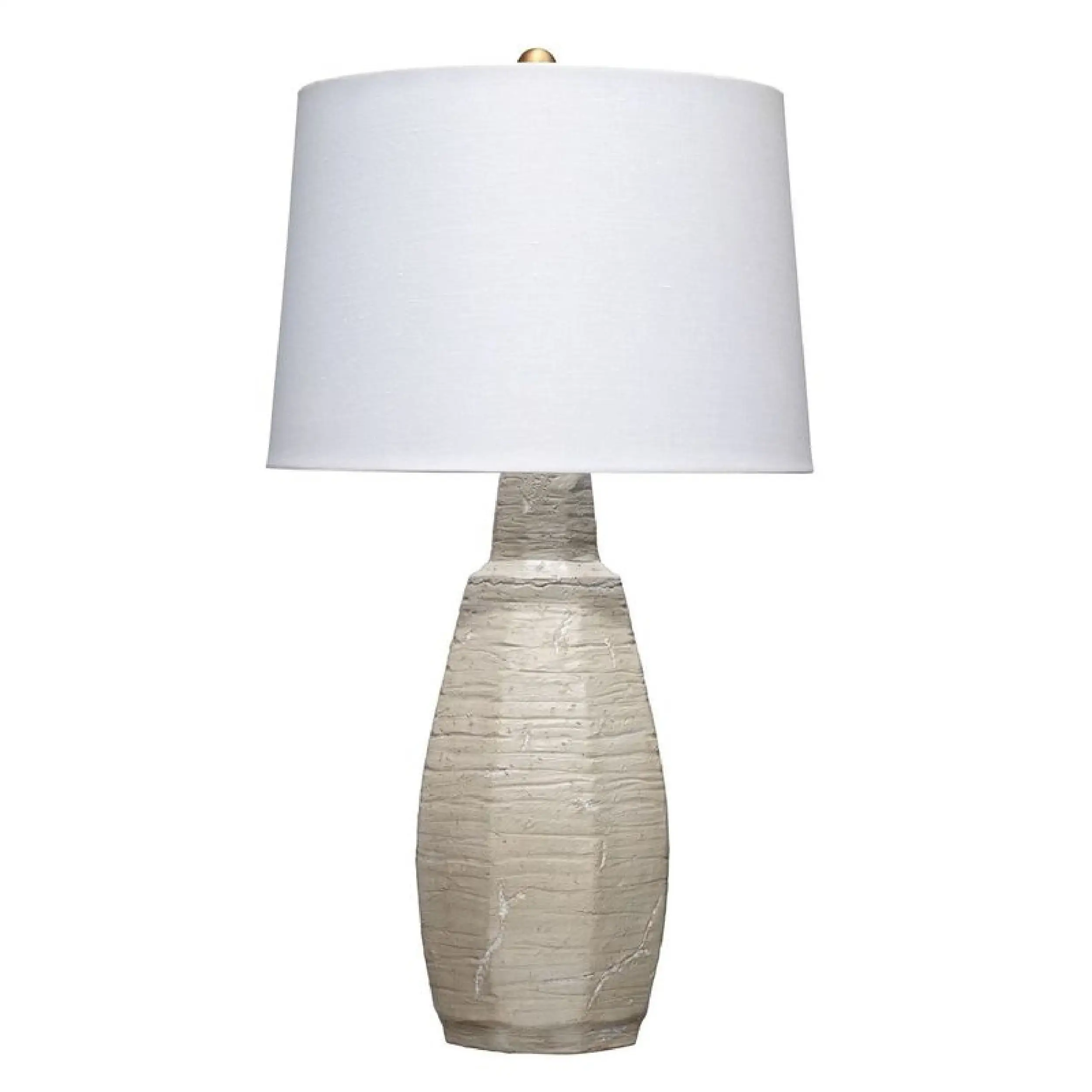 30 Inch Ceramic Table Lamp with Textured Design Base， White