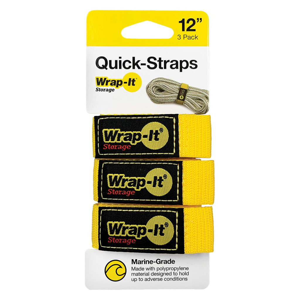 Wrap-It Storage 12 Quick-Strap Cord and Rope Organizer， Yellow (3-Pack)