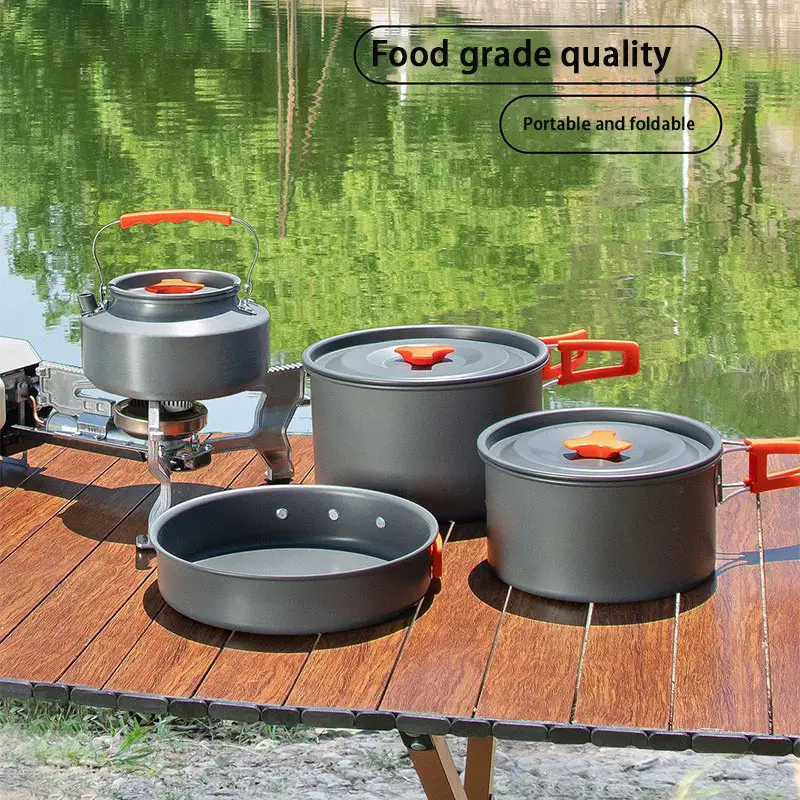 Portable aluminum alloy camp cooking pot camping cookware outdoor picnic camping cookware