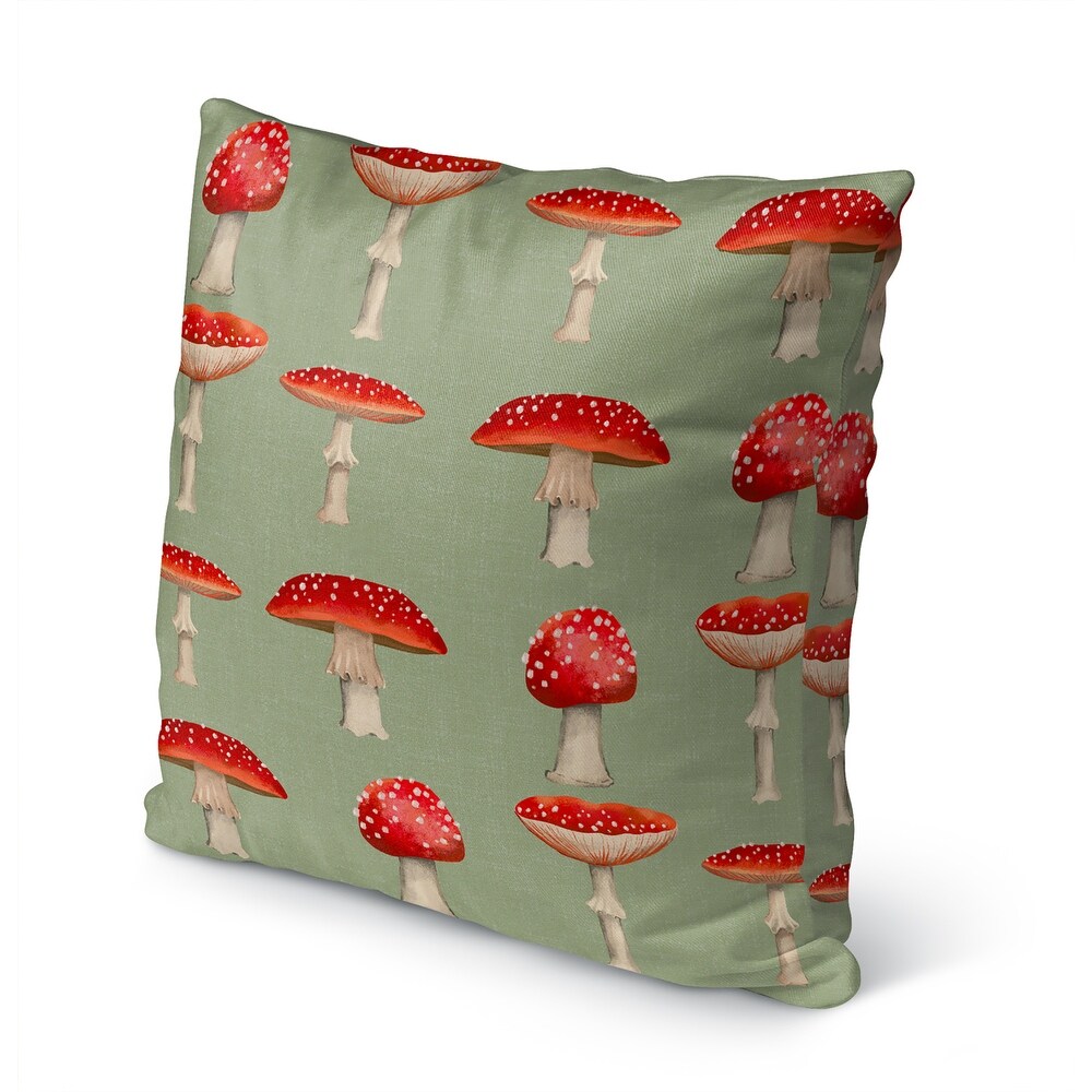 MUSHROOM LINE UP SAGE Outdoor Pillow By Kavka Designs