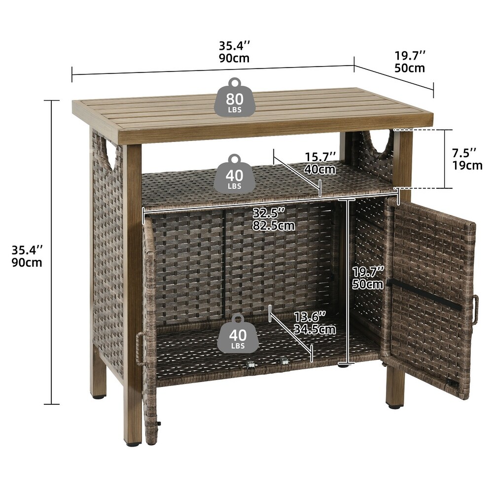 Moasis Outdoor Storage Cabinet Bar Cart with Doors and Shelves