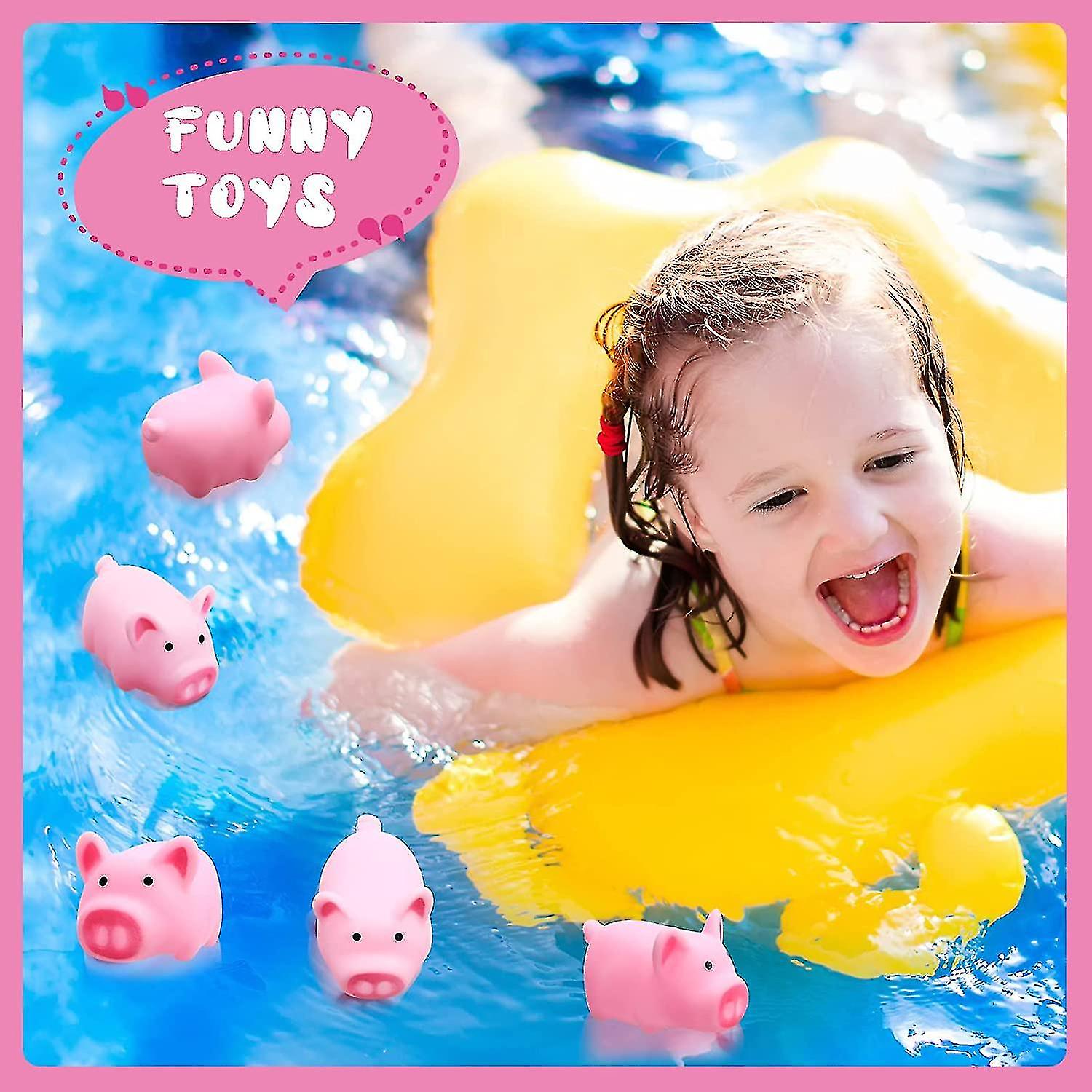 50 Pcs Rubber Pig Bath Toy Bulk Mini Pig Toys Pink Piggy Bathtub Toys Float Squeak Toys For Baby Shower Halloween Christmas Party Birthday Gift