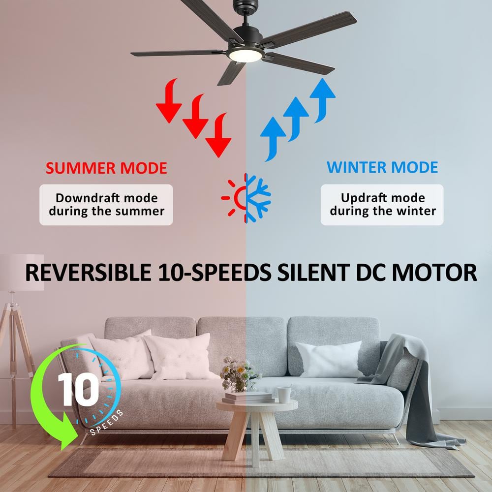 CARRO Essex 52 in. Integrated LED IndoorOutdoor Black Smart Ceiling Fan with Light and Remote Works wAlexaGoogle Home S525J-L12-B5-1