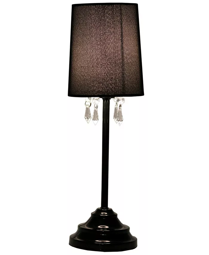 All The Rages Simple Designs Table Lamp with Fabric Shade and Hanging Acrylic Beads