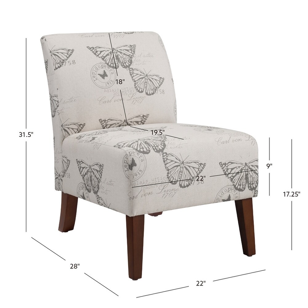 Linon Bradford Accent Chair with Butterfly Print